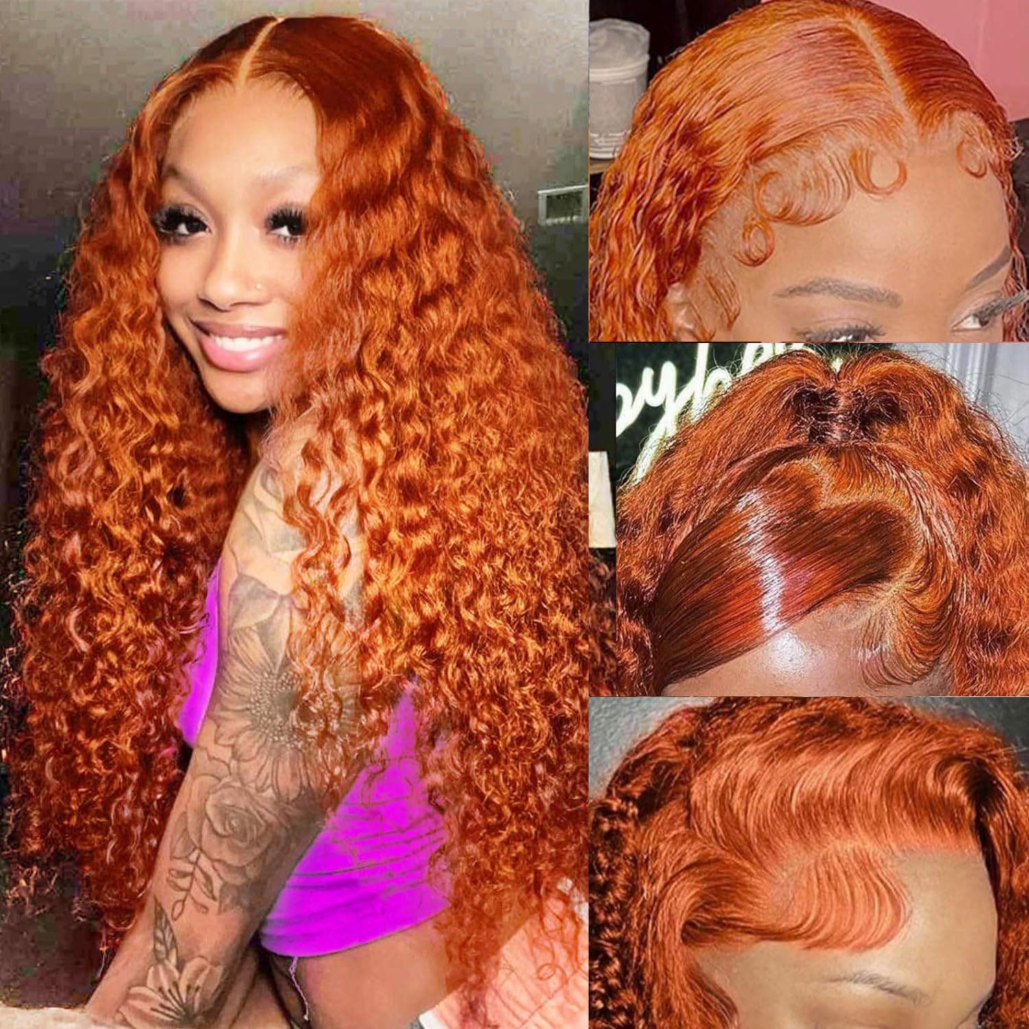 Ginger Wig Human Hair 13x6 Deep Wave Lace Front Wigs 22 Inch