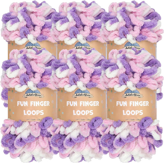 JubileeYarn Fun Finger Loops Yarn - Jumbo Polyester in 6 Skeins