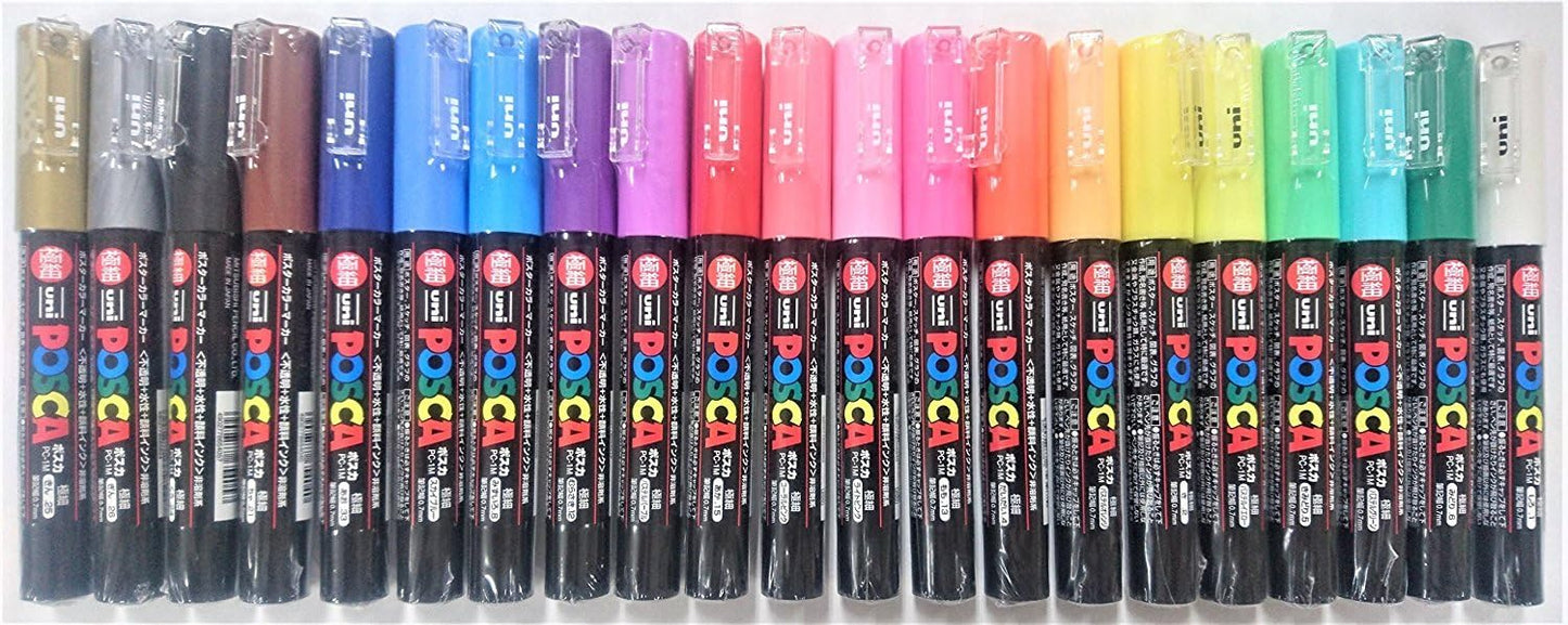 Uni Posca Paint Marker Pen Set with 21 Colors and Case
