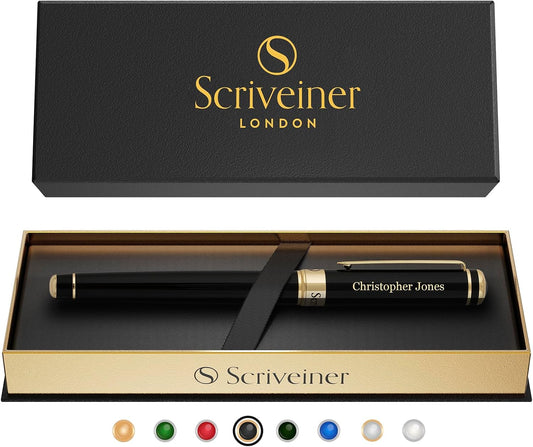 Personalized Black Rollerball Pen - Luxury Gift for All