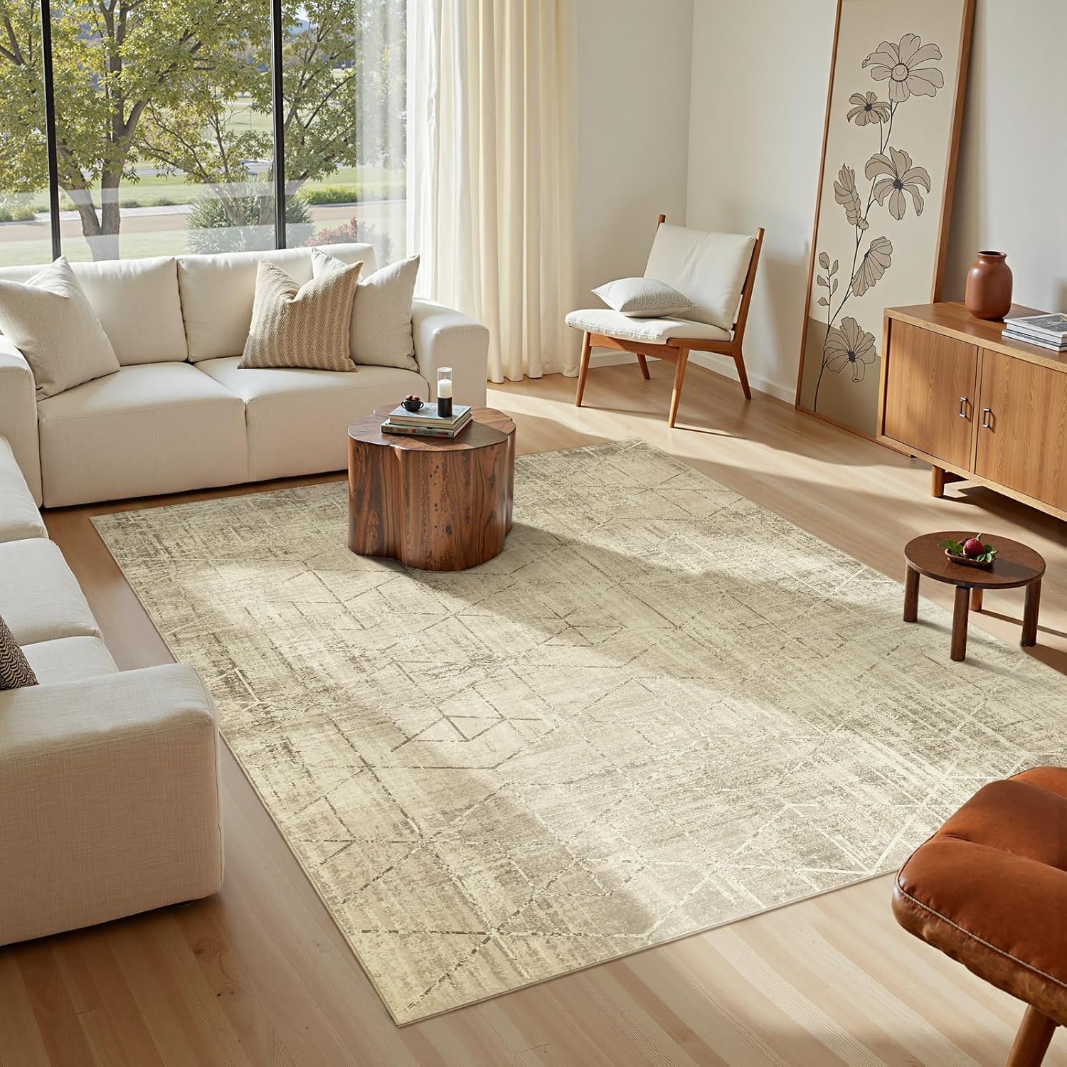 jinchan Moroccan 5x7 Area Rugs for Bedroom - Soft Modern Design