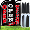Buryeah Now Open Feather Flag Banner 7 ft Tall - 3 Set
