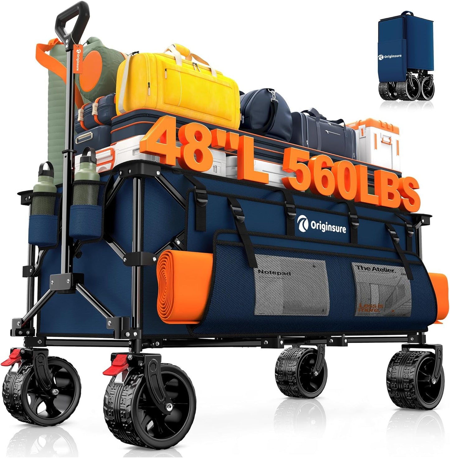 Collapsible Wagon Cart with 560lbs Capacity for All Terrain