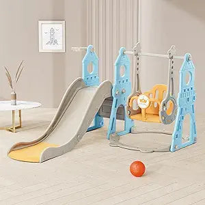 DUKE BABY 4-in-1 Kids Slide and Swing Set for Toddlers Fun