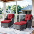 4 Pieces Patio Wicker Swivel Glider Set with Ottomans - Holds 350 lb