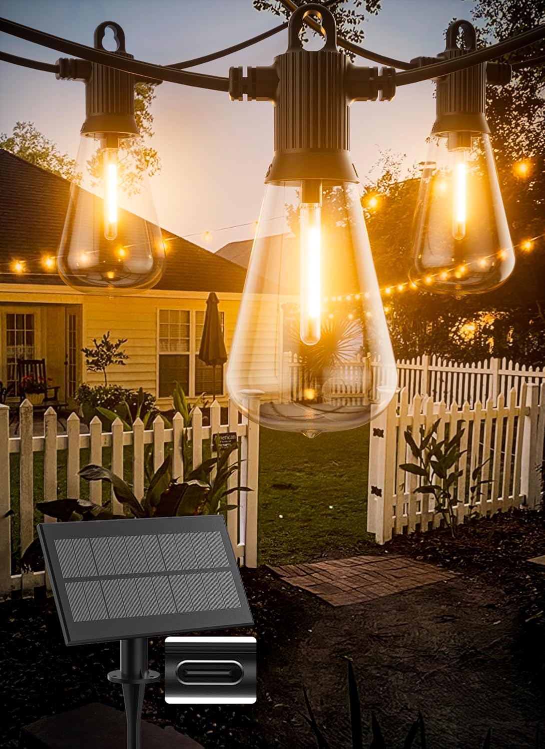Solar String Lights Outdoor Waterproof 100FT for Cozy Atmosphere