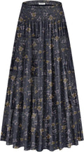 Women's Maxi Skirt with Pockets High Waisted Pleated A-Line - Flowy