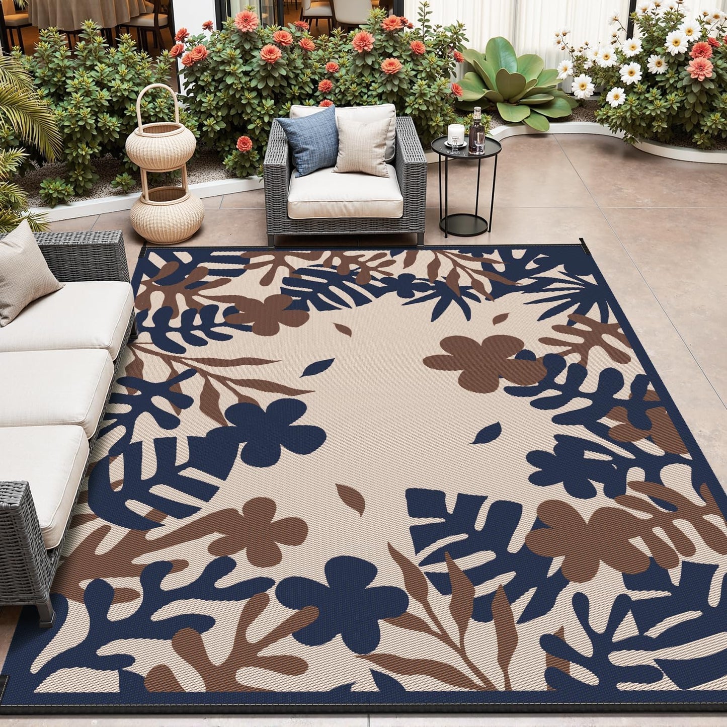 MontVoo Outdoor Rug Carpet Waterproof for Patio and Camping