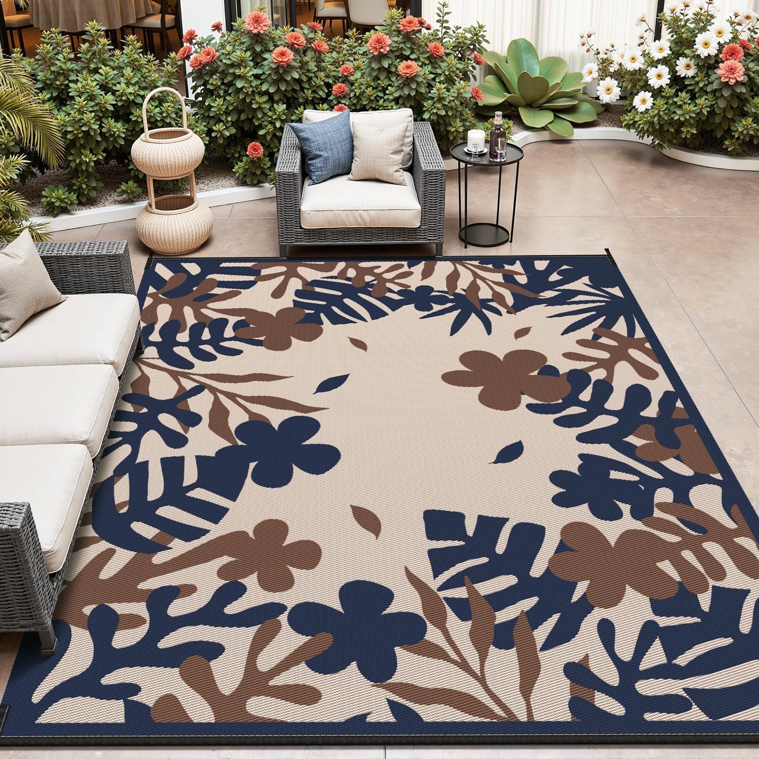 MontVoo Outdoor Rug Carpet Waterproof for Patio and Camping