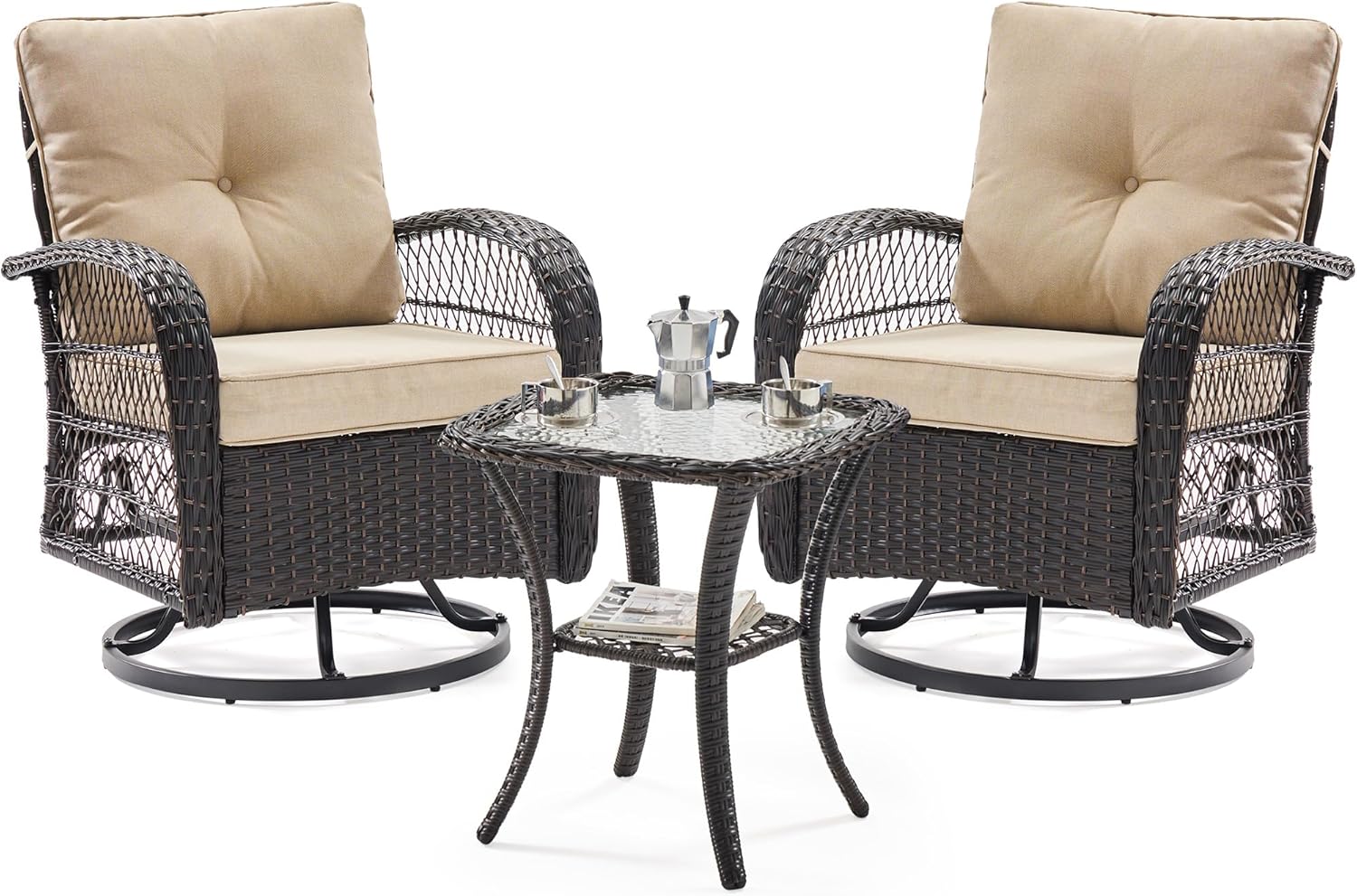 UDPATIO 3 Pieces Patio Furniture Set with Swivel Rocker Chairs