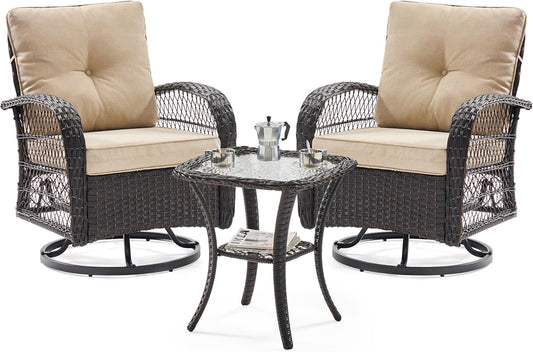 UDPATIO 3 Pieces Patio Furniture Set with Swivel Rocker Chairs