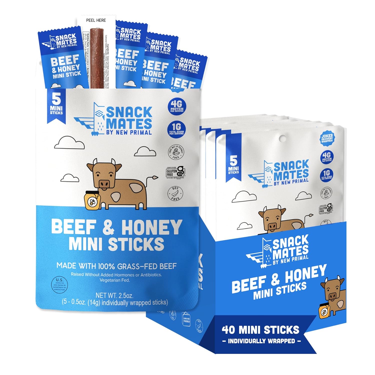 Snack Mates Beef & Honey Sticks - Healthy Kids Snacks