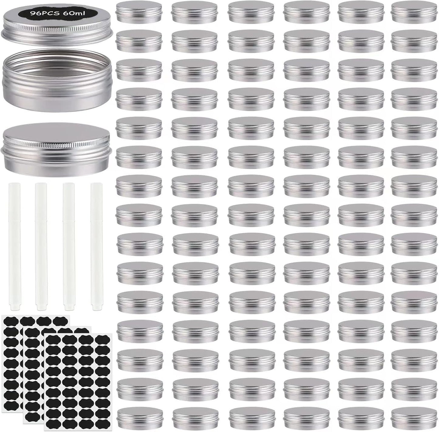 96 Pack Round Cans with Screw Lid for DIY Crafts and Storage