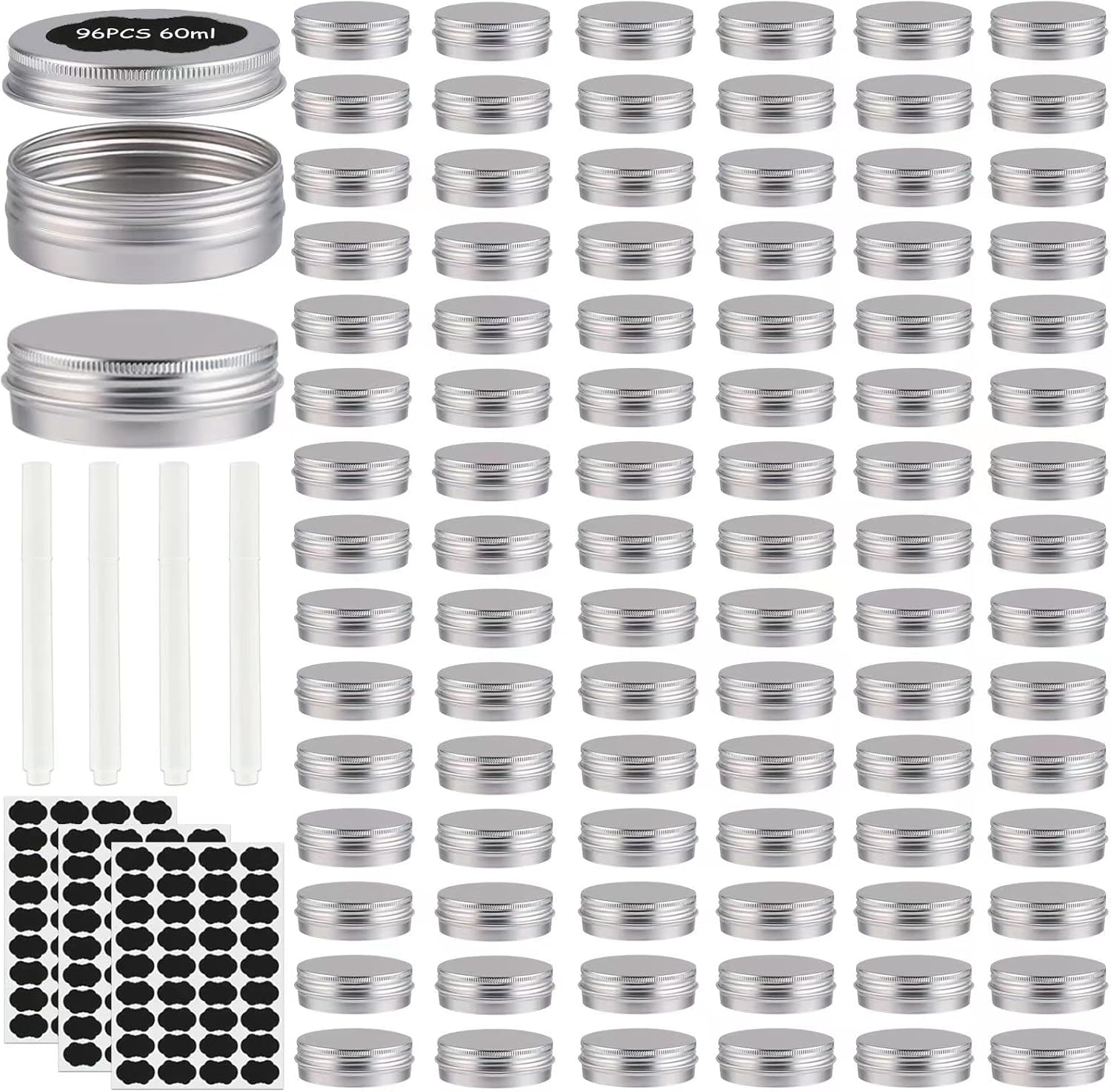 96 Pack Round Cans with Screw Lid for DIY Crafts and Storage