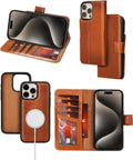 Bayelon Wallet Case for iPhone 15 Pro - Full Grain Leather Wallet Case