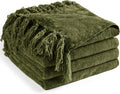 Chenille Throw Blanket for Couch 60in x 80in Twin - Soft Olive Throw
