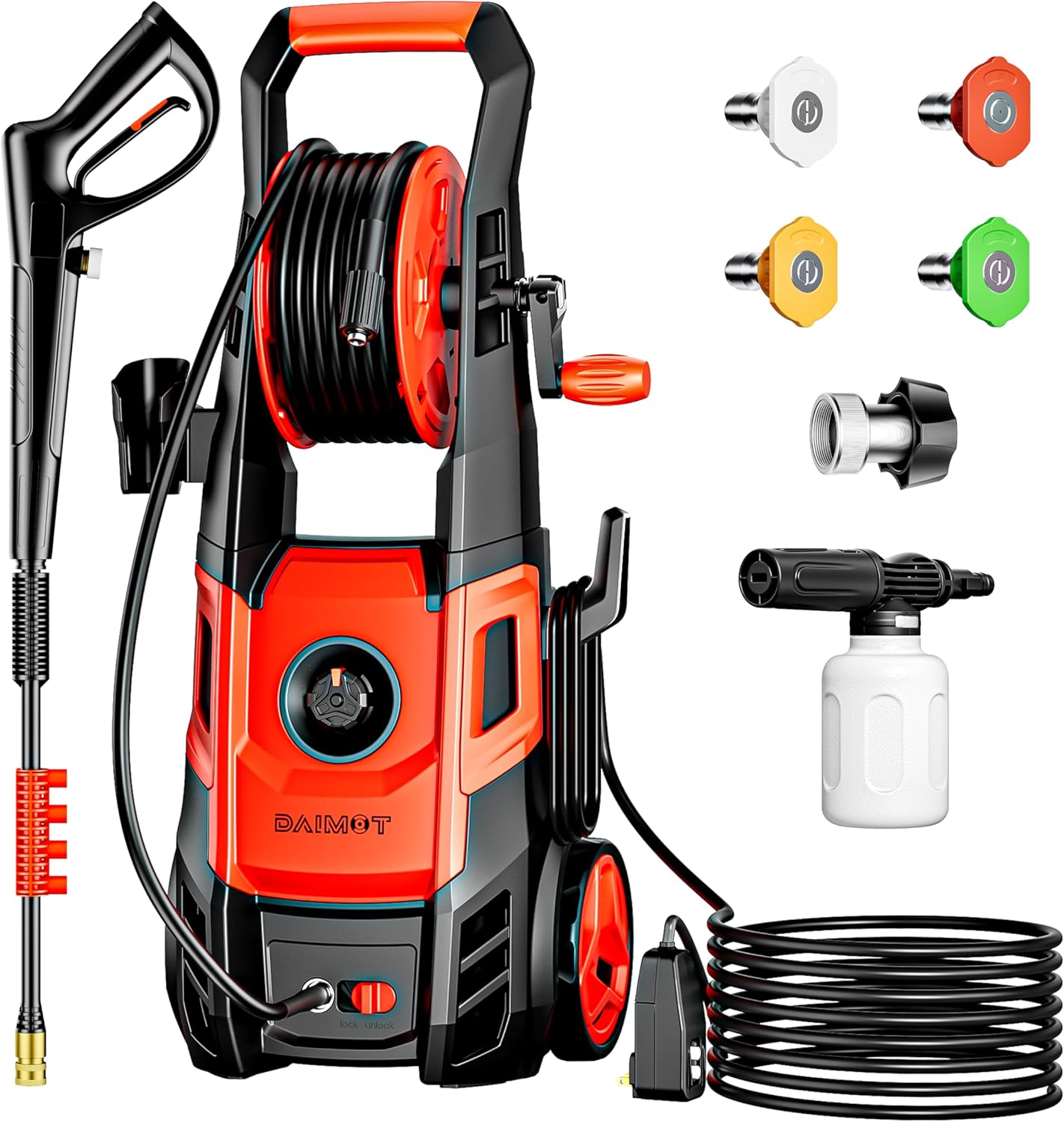 Electric High Pressure Washer 3000 PSI with Foam Cannon and Tips