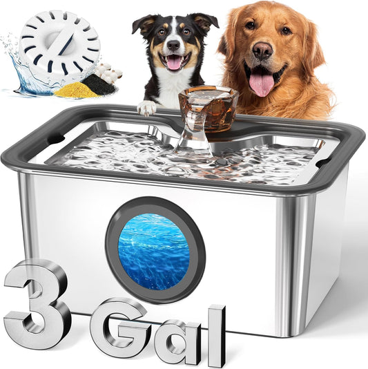 Dog Water Fountain for Large Dogs - 12L Stainless Steel Dispenser