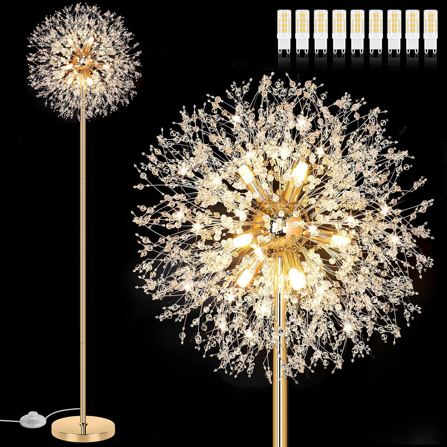 BesLowe 69in Crystal Floor Lamp: Elegant Modern Lighting Solution