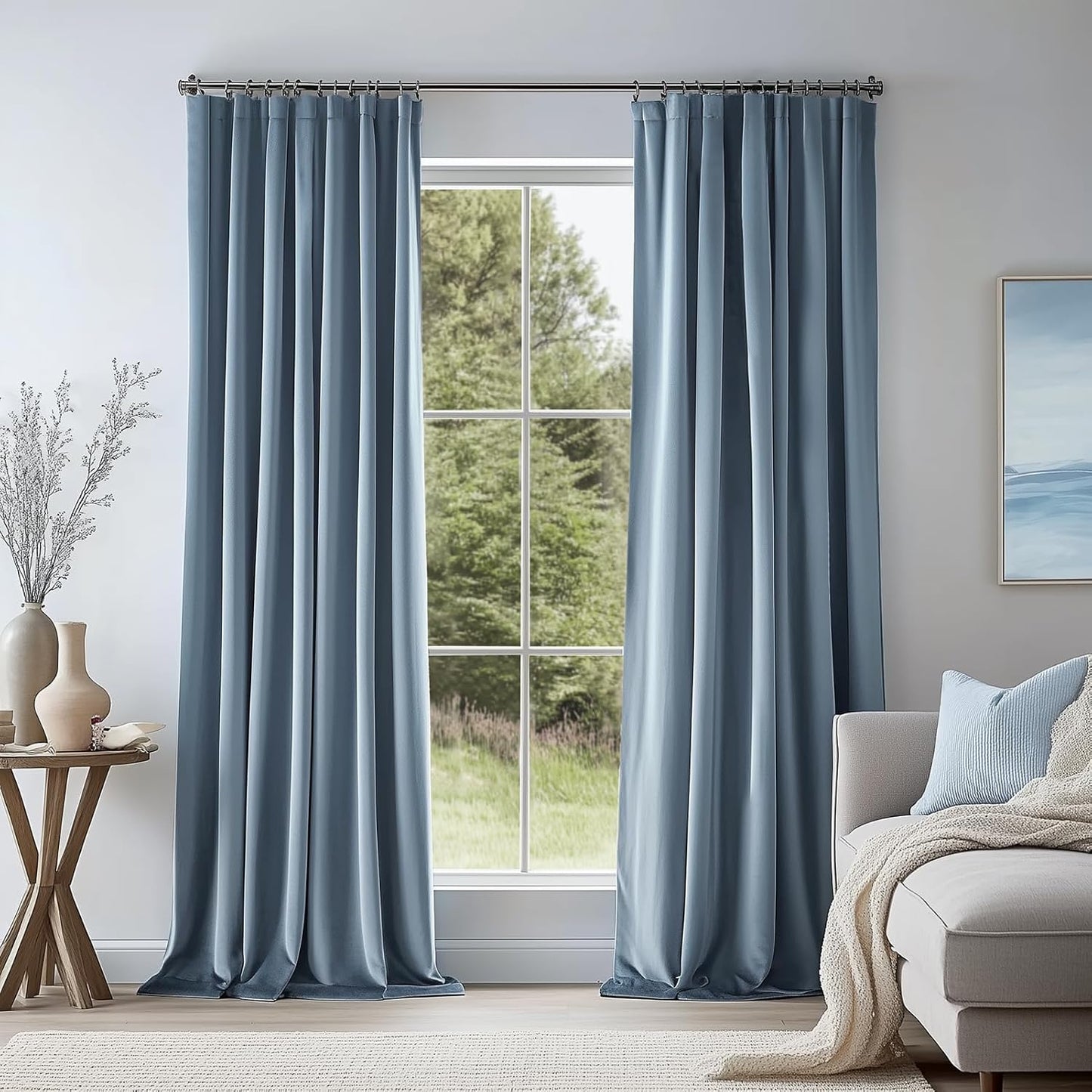 Topfinel Blue Velvet Blackout Curtains for Modern Home Decor