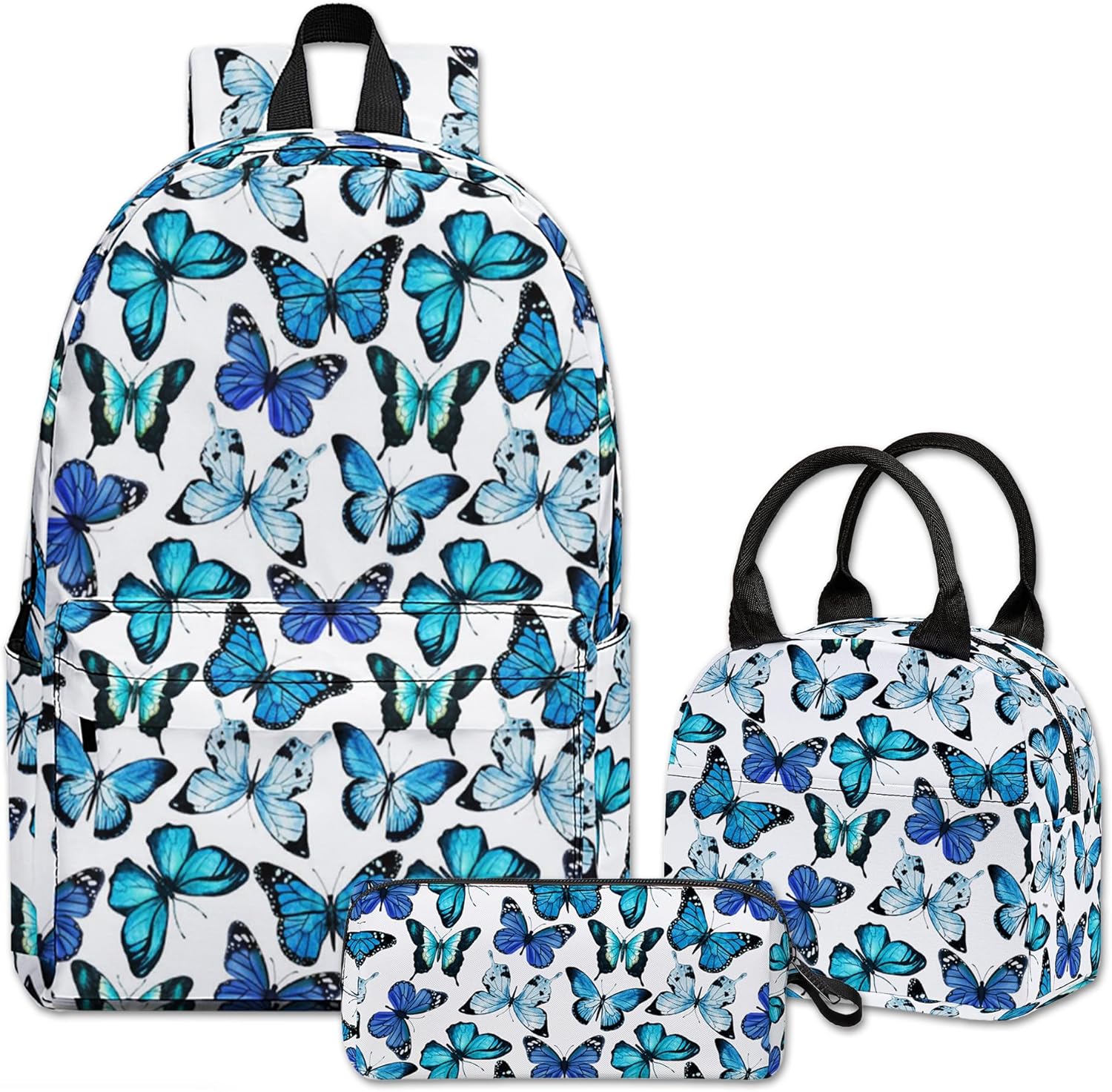 Butterfly Printed Backpack Set for School and Travel Needs