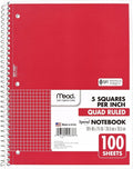 Mead Spiral Notebook 1-Subject Graph Ruled 7.5 x 10.5 in - Reliable