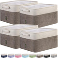 Fabric Storage Bins 4 Pack Brown 15x11x9.5 in - Linen Shelf Organizers