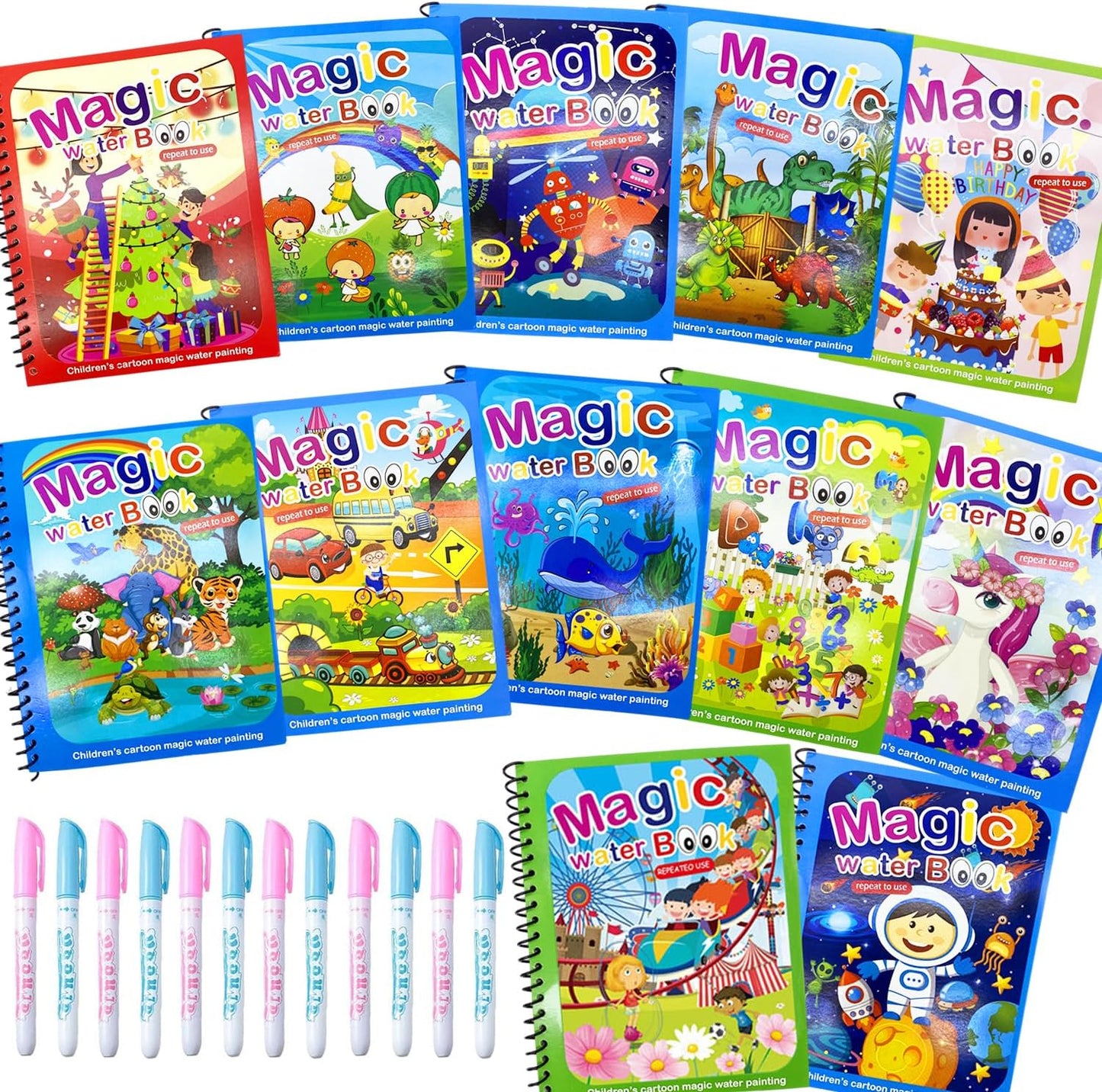 12 Pack Water Coloring Books for Toddlers - Mess-Free Fun!