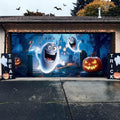 Halloween Garage Door Decorations with Cute Ghost Design - 7x16 ft