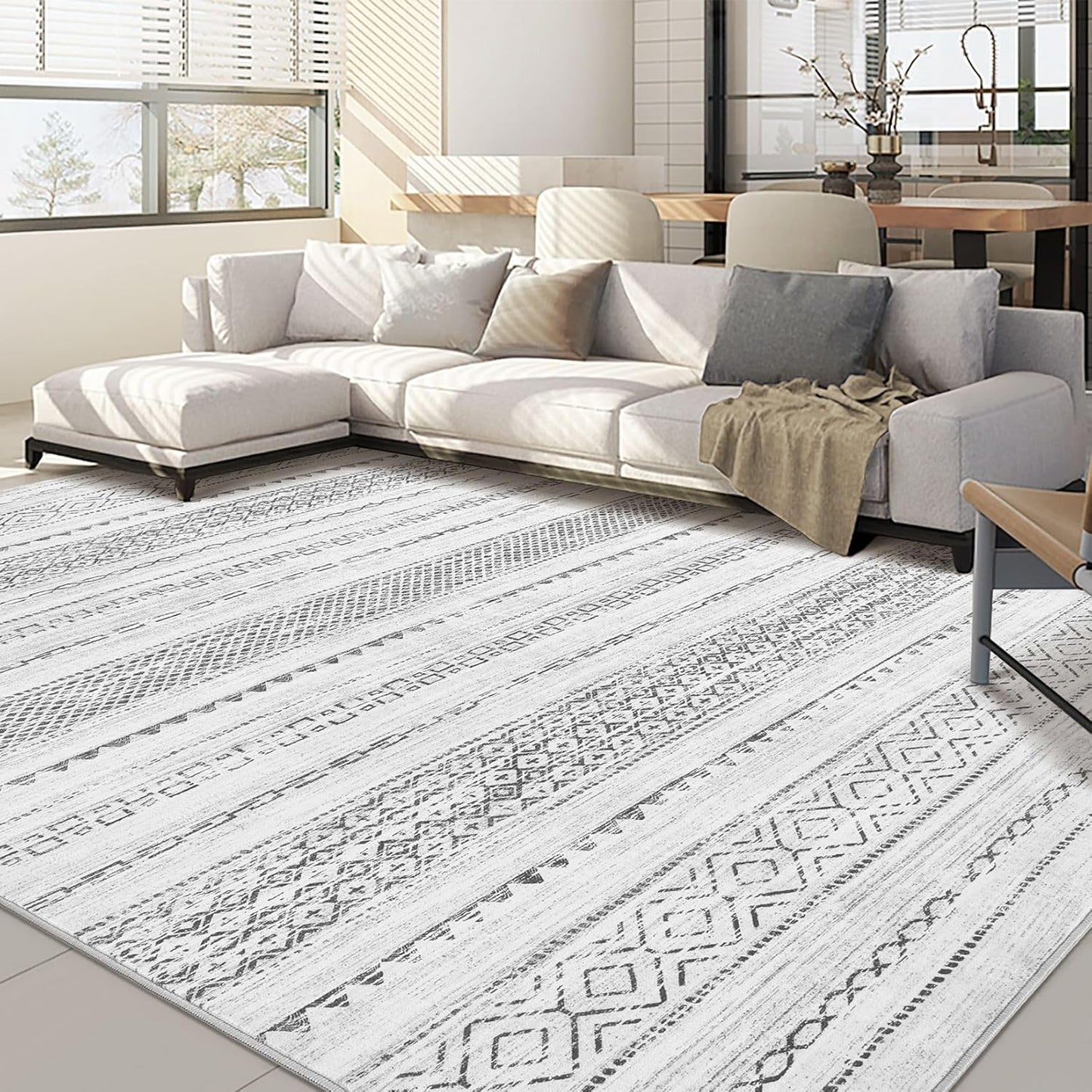 Nakagishi Area Rug: 5x7 Machine Washable Boho Carpet for Home
