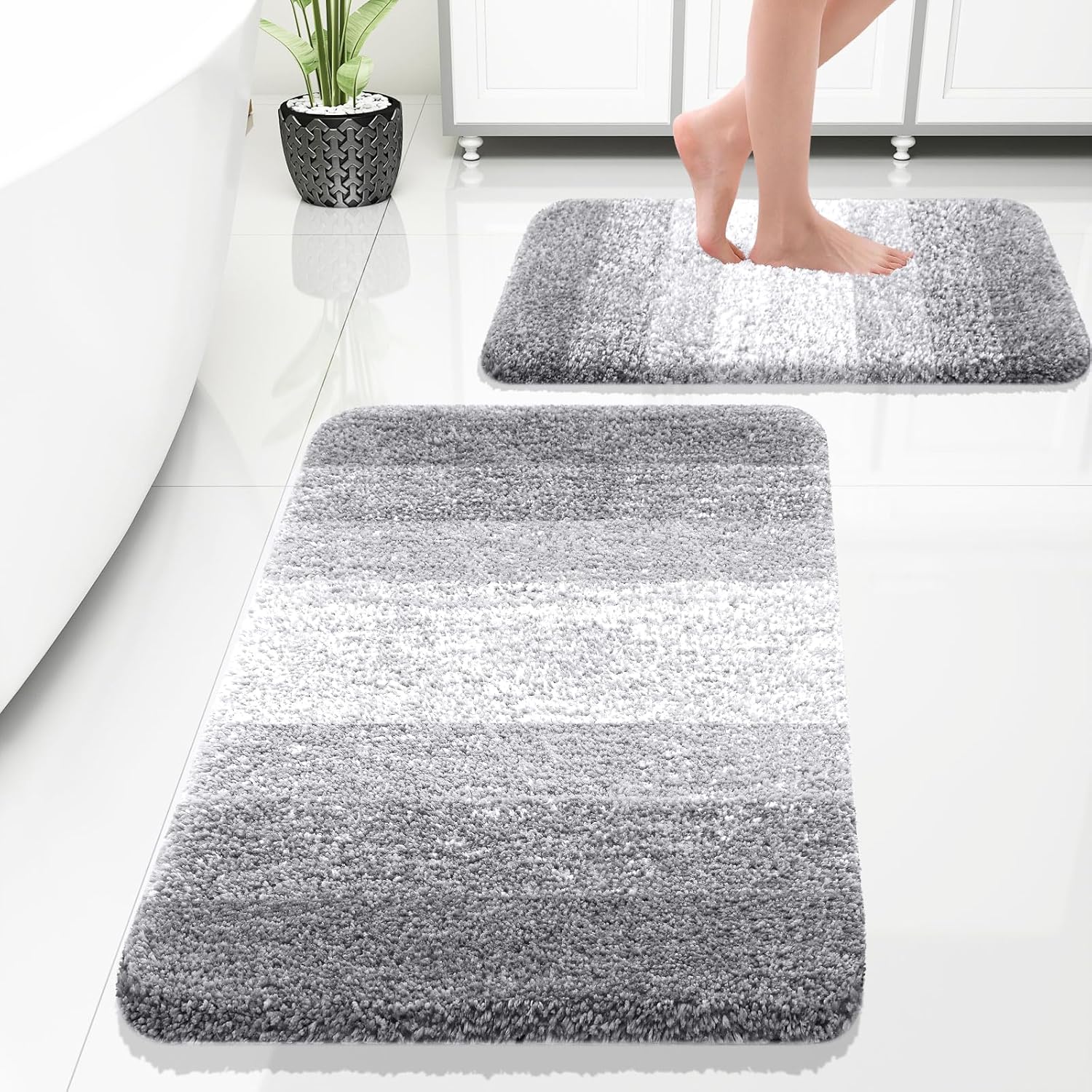 OLANLY Bathroom Rug Set - Soft Absorbent Microfiber Mats