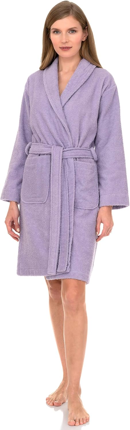 Luxurious Cotton Short Terry Shawl Bathrobe for Women