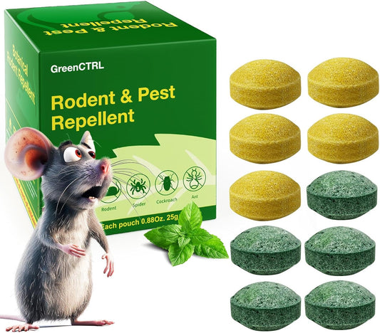 10-Pack Plant-Based Rodent Repellent: Safe Indoor/Outdoor