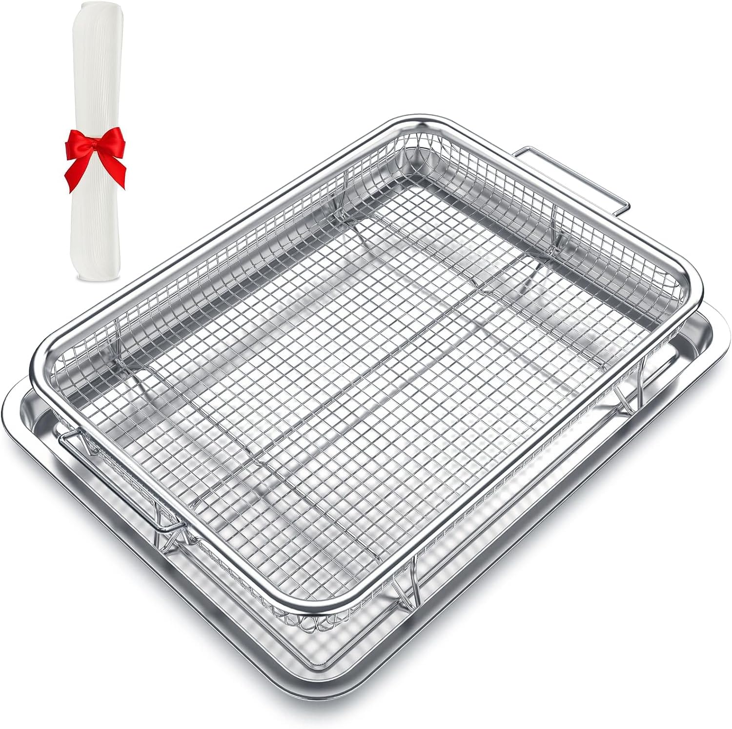 Large Stainless Steel Air Fryer Basket Set - Crisp with Ease!
