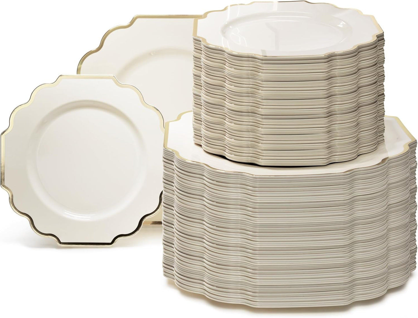 Elegant Heavyweight Disposable Plastic Plates for Weddings & Parties