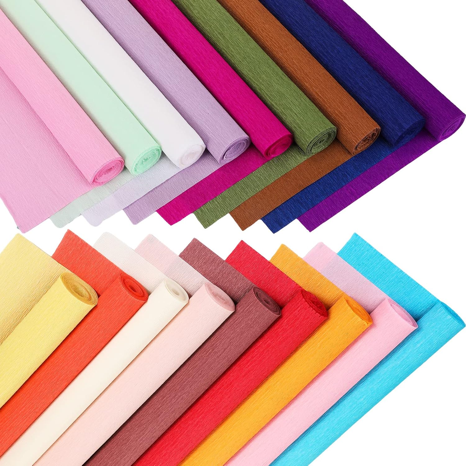 Kisston 18 Rolls Crepe Paper Streamer for DIY Flower Crafts