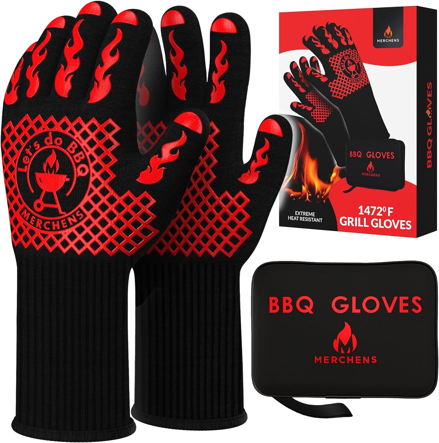 Fireproof Pro-Series BBQ Gloves with Silicone Grip