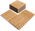 Pack of 10 Deck Tiles 12x12 Interlocking Natural Acacia Wood - Quick