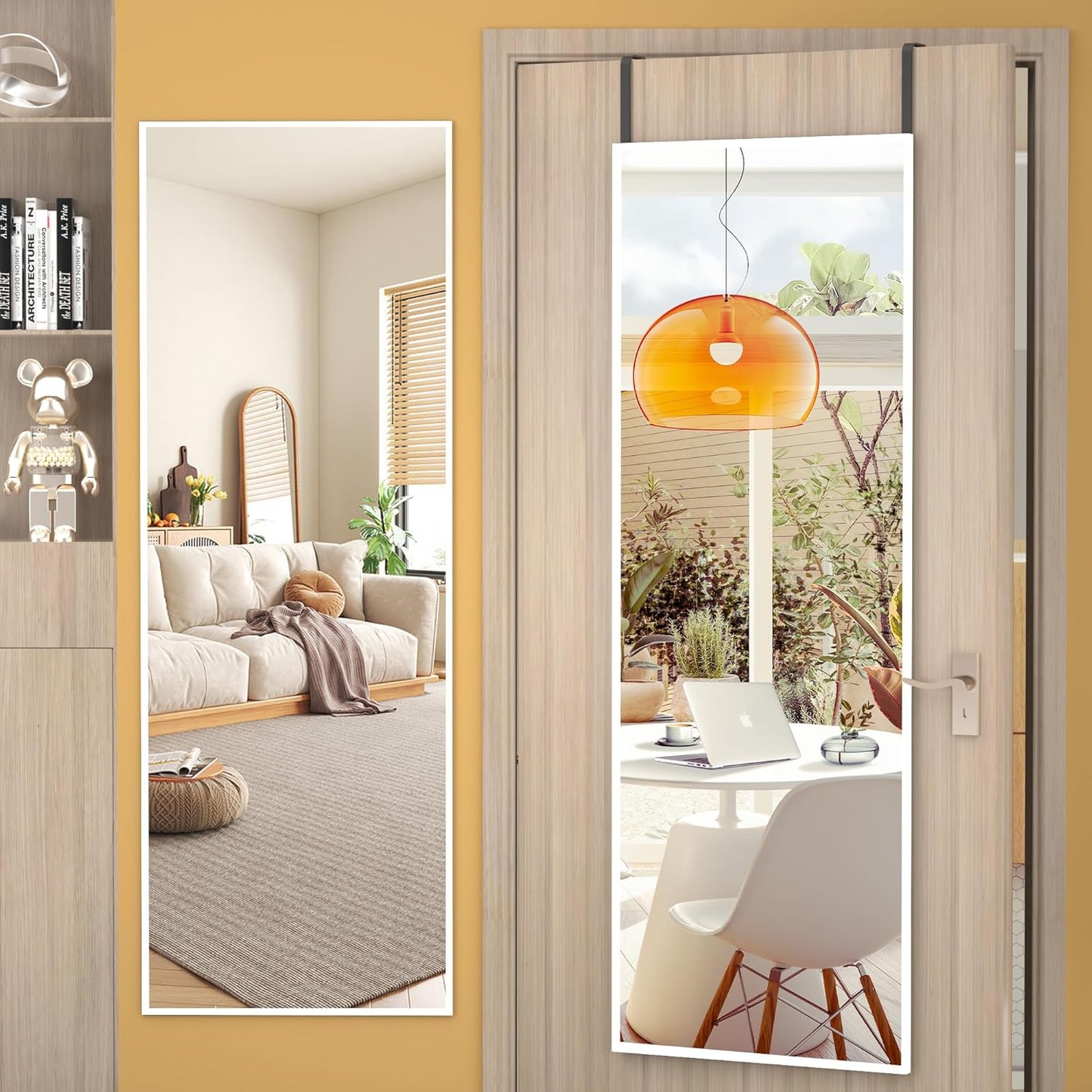 Full Length Door Mirror, 51 x 16 Inch Over The Door Hanging
