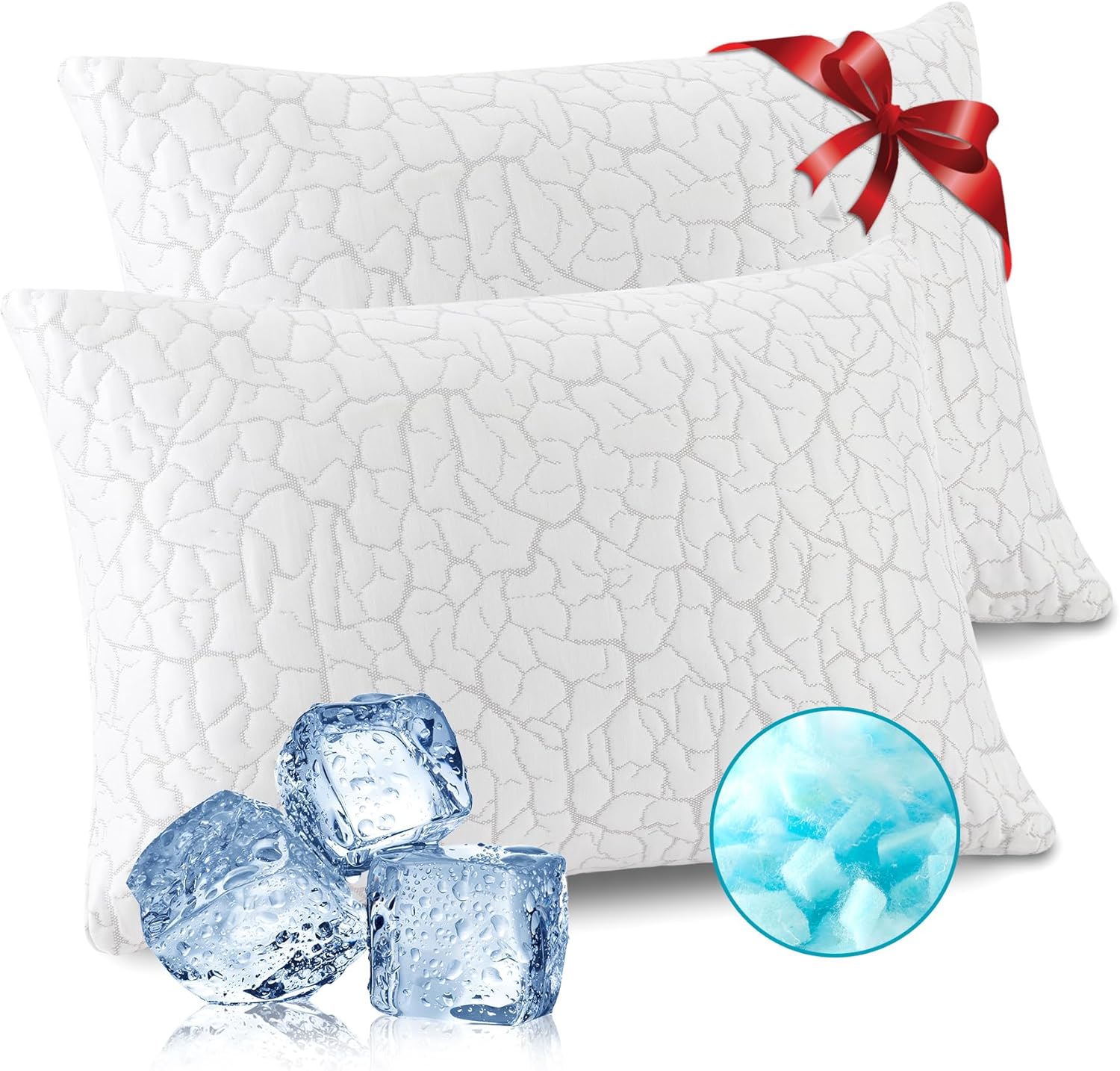 Cooling Pillows for Sleeping 2 Pack with Adjustable Memory Foam