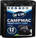Black Tarps Heavy Duty Waterproof 16x20 - 12 Mil Thick Protective Tarp