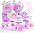 NEMONE Mermaid Adjustable Light up Roller Skates for Kids - 4 Size Fit