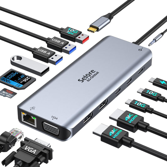 Selore 14-in-1 USB C Dock: Triple Monitor Support!