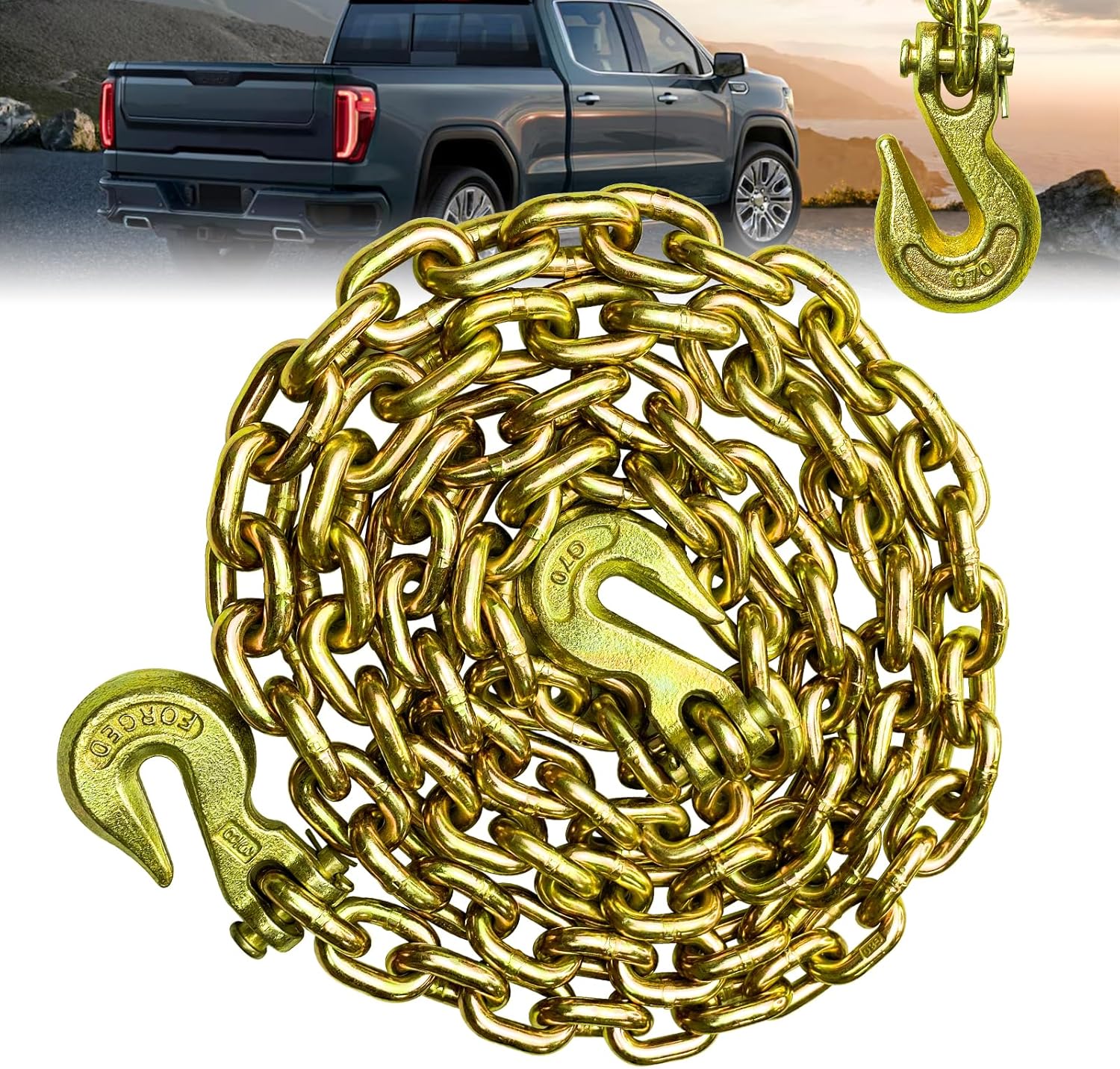 G80 Transport Binder Chain 3/8 Inch x 10 Foot for Heavy Duty Use