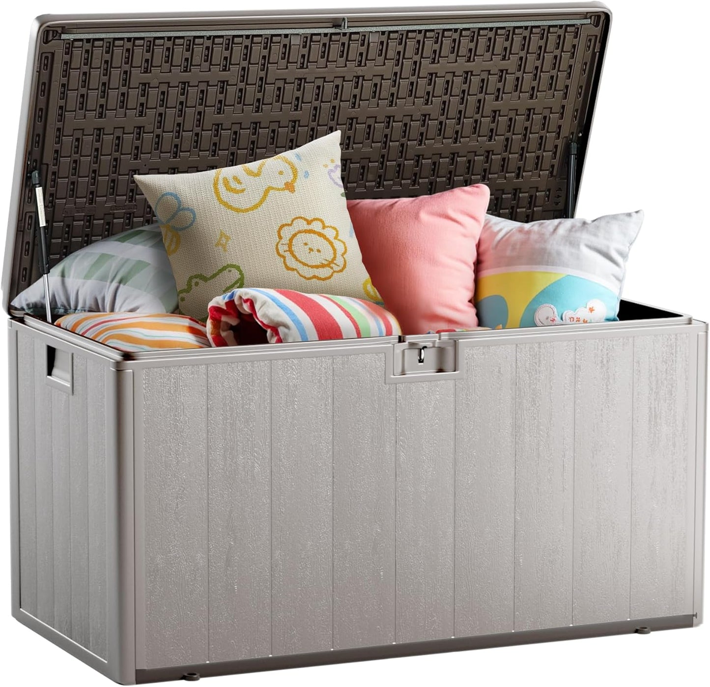 120 Gallon Deck Box for Outdoor Storage, Waterproof & Lockable