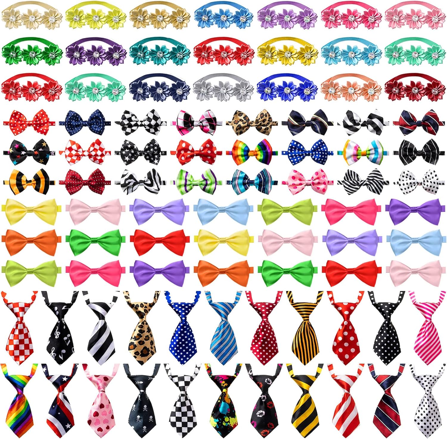 100 Pcs Adjustable Dog Ties Set for Medium Large Dogs and Cats