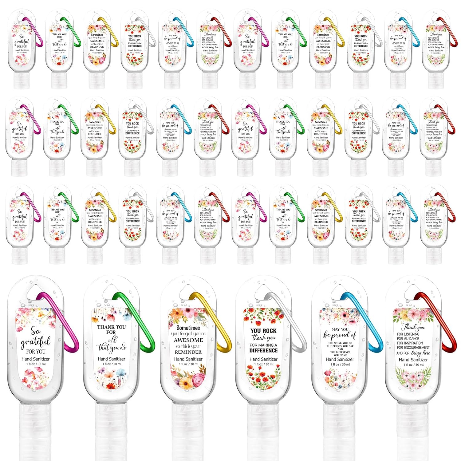 24 Pack Thank You Mini Hand Sanitizer Keychains for Gifts