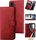 Samsung Galaxy S25 Plus Leather Wallet Case Red - RFID Safe