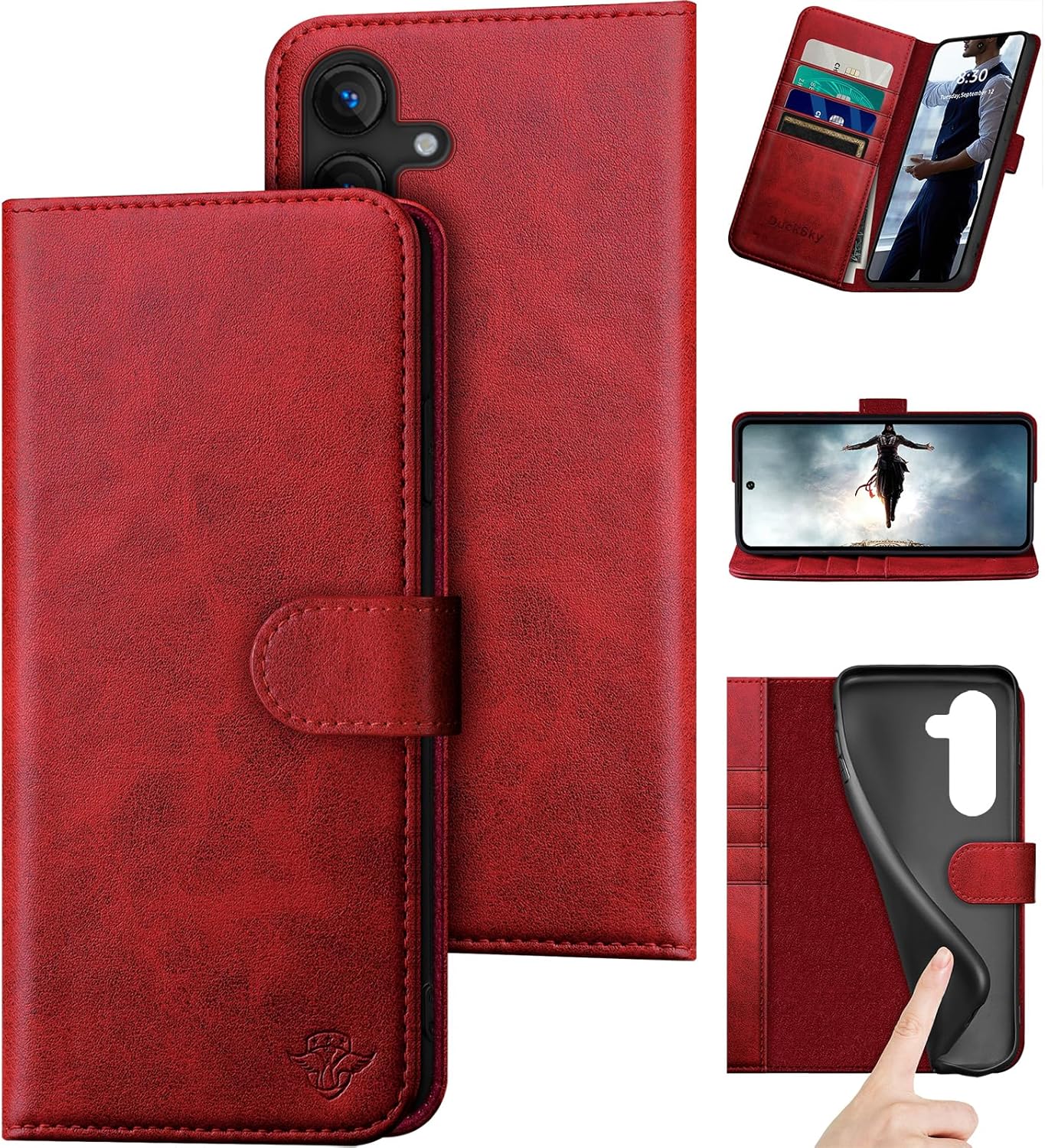 Compatible with Samsung Galaxy S25 Plus Genuine Leather Wallet Case