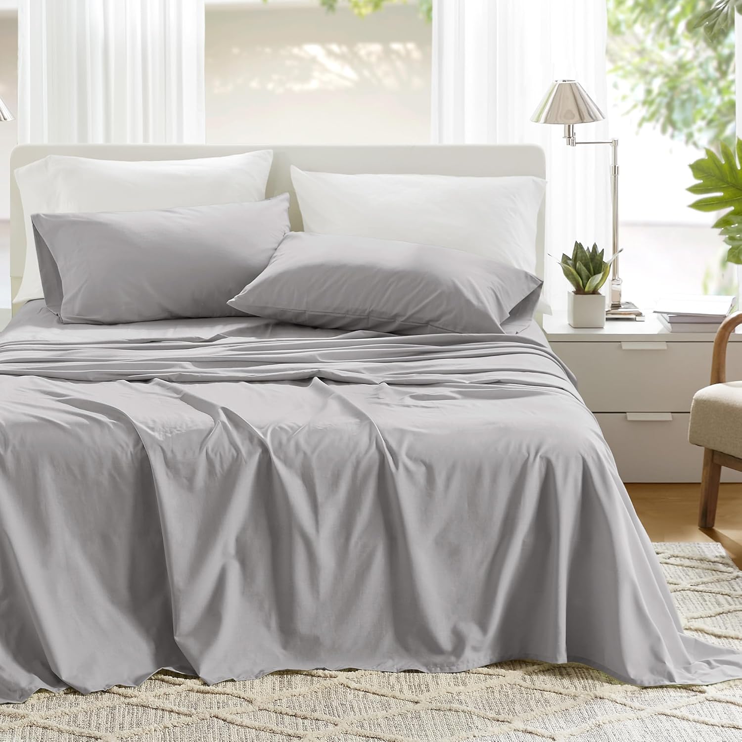 Comfort Spaces Cotton Sheet Set for Cal King Bed - Soft & Cozy